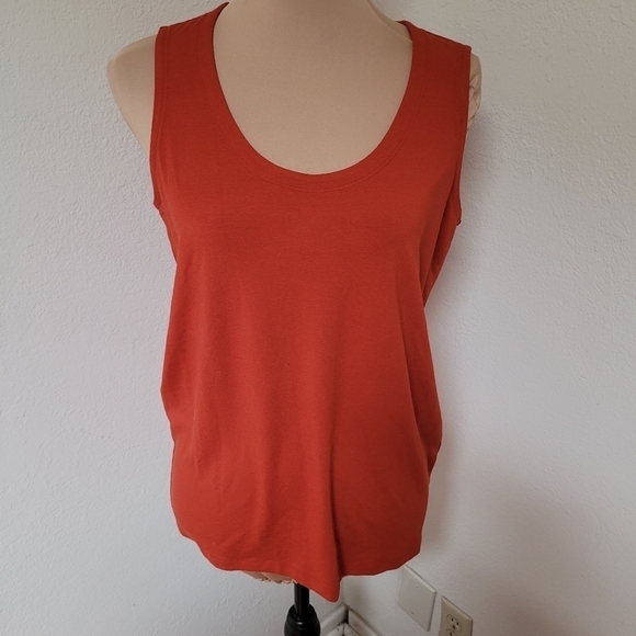 Eileen Fisher Knit Shell Top Dark Red Orange - Picture 1 of 6